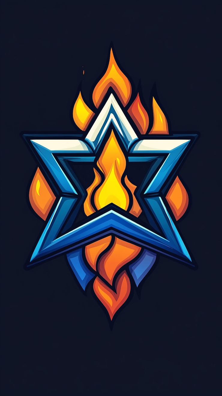 Foto estilo de anime isométrico de 64 bits con el logotipo de la estrella de david