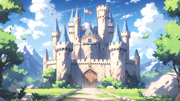 Estilo anime um castelo medieval