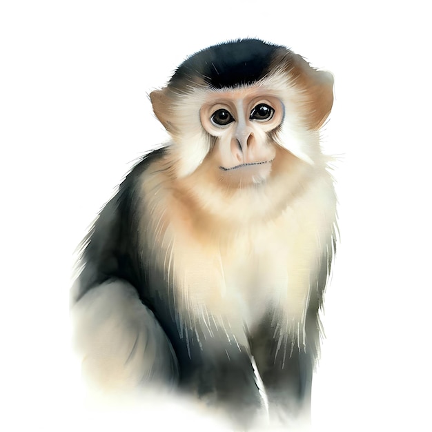 Retrato Realista De Um Macaco Adulto Em Fundo Branco Ilustração Stock -  Ilustração de desenho, multa: 289792362