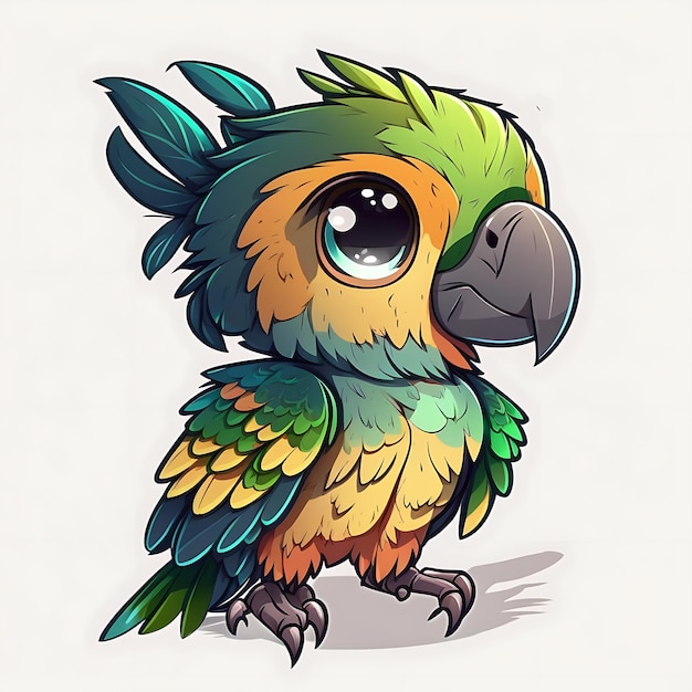 El estilo de arte del anime Kawaii Parrot