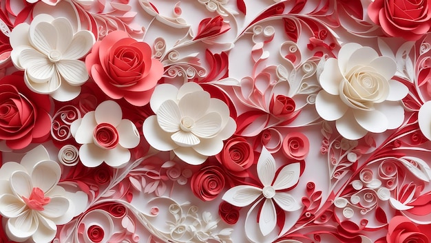 Estilo de arte de papel abstracto florales coloridos diseño de patrones sin costuras papel tapiz generado por IA
