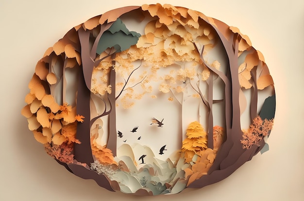 estilo de arte de papel de la casa de otoño ai generado