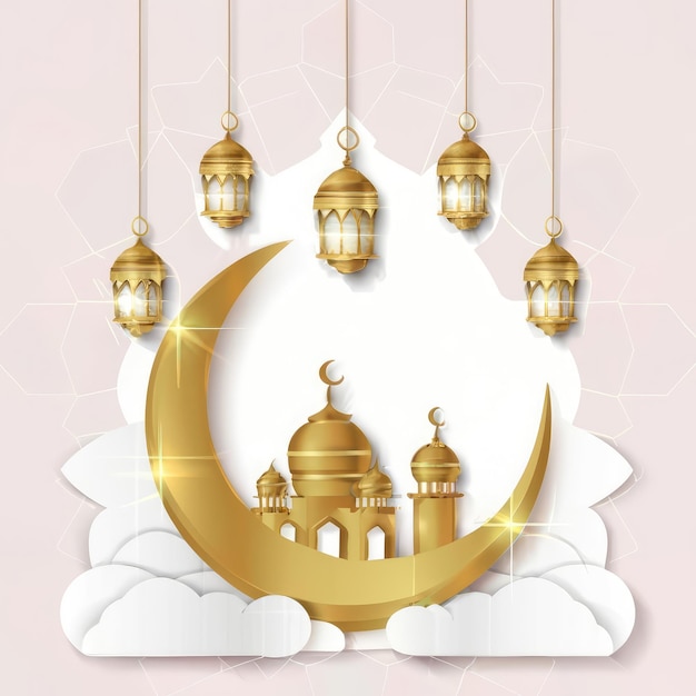 estilo de arte de papel de fondo de ramadán