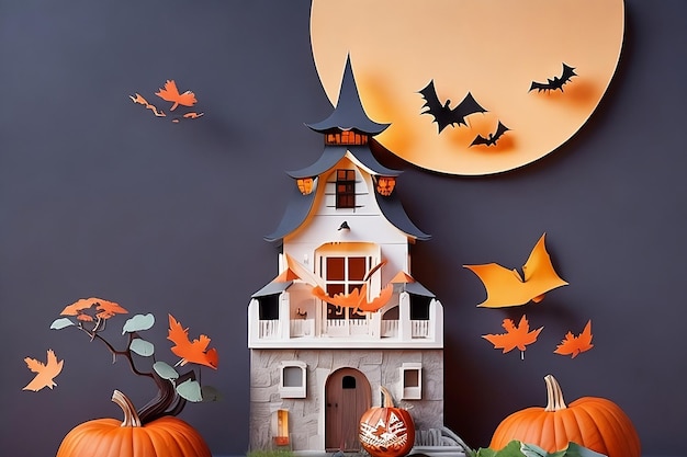 estilo de arte de papel de halloween ai generado