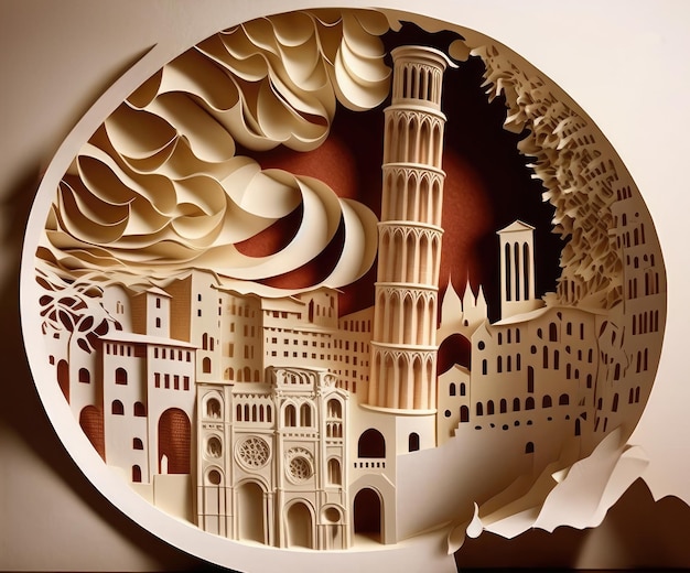 Estilo de arte en papel paisaje italiano generado por la IA