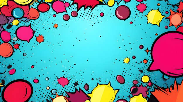 Foto un estilo de arte pop con puntos de burbujas cómicas fondo de ilustración de arte cómico