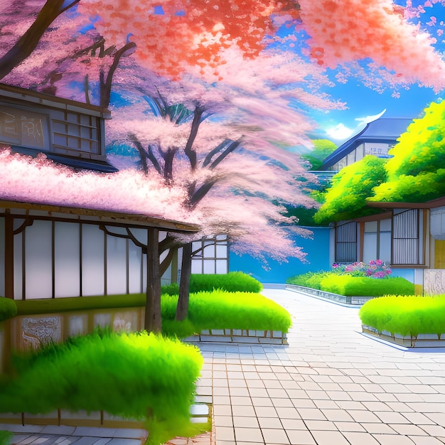 estilo bonito da cena da paisagem do anime