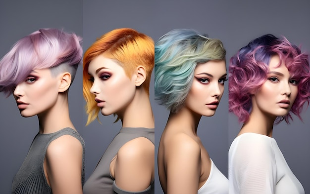 Estilo de cabello y modelo de coloración de cabello para salones de belleza IA generativa