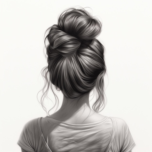 El estilo de cabello de la mujer es realista desde la parte trasera.