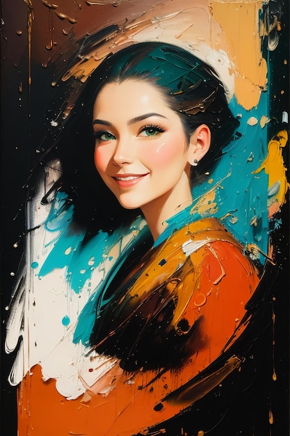 Estilo chinês de pintura a óleo em aquarela beleza retrato pintura a óleo papel de parede ilustração fundo