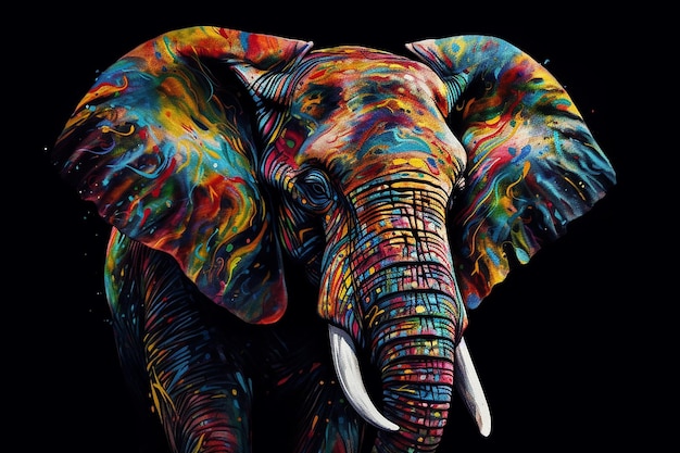 El estilo colorido del elefante