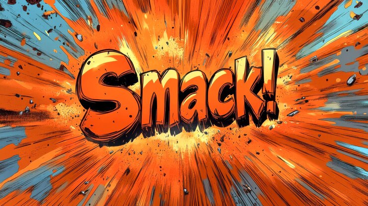 Foto estilo cómic explosivo con letras en negrita y colores dinámicos