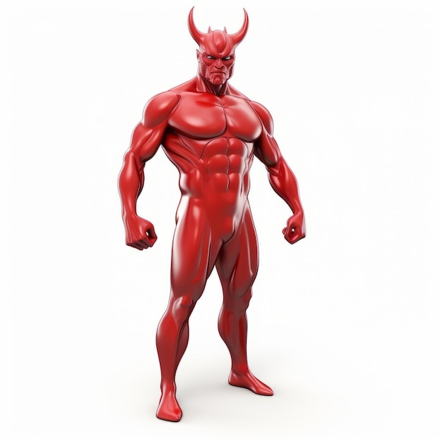 Estilo de cómic masculino muy detallado en 3D del Diablo Rojo