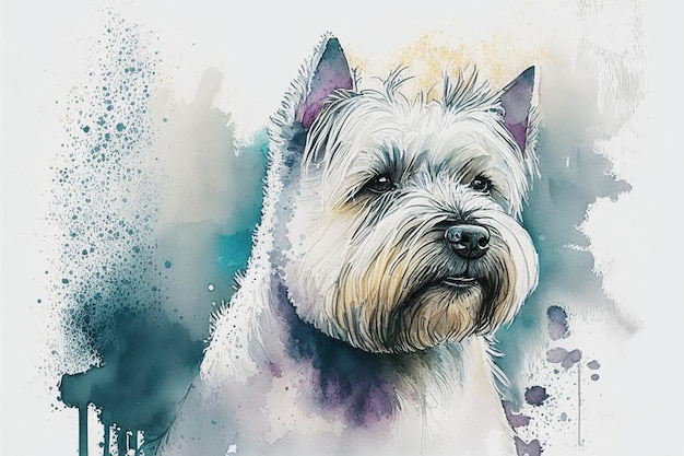 Estilo cómico del caballo oscuro de West Highland Terrier