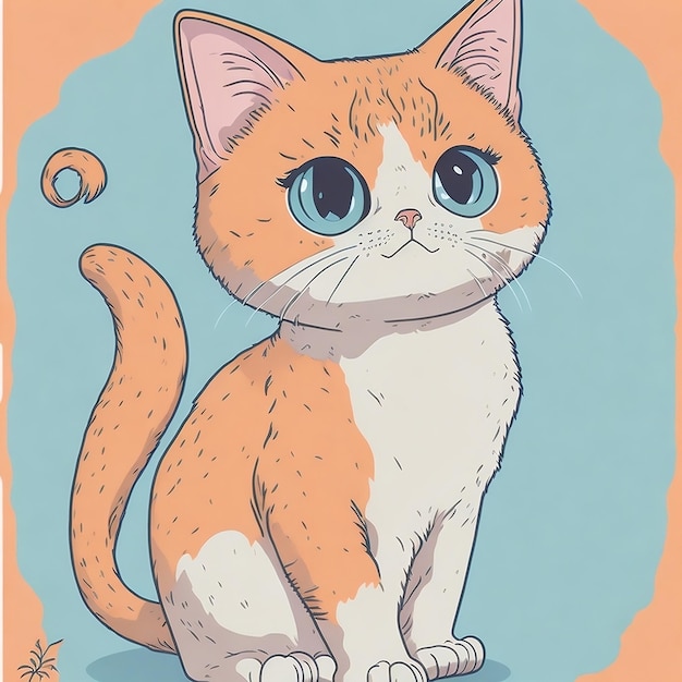 Estilo cômico de desenho animado de gato fofo adorável