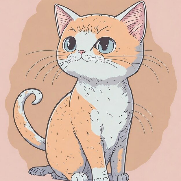 Estilo cômico de desenho animado de gato fofo adorável