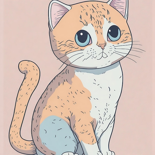 Estilo cômico de desenho animado de gato fofo adorável