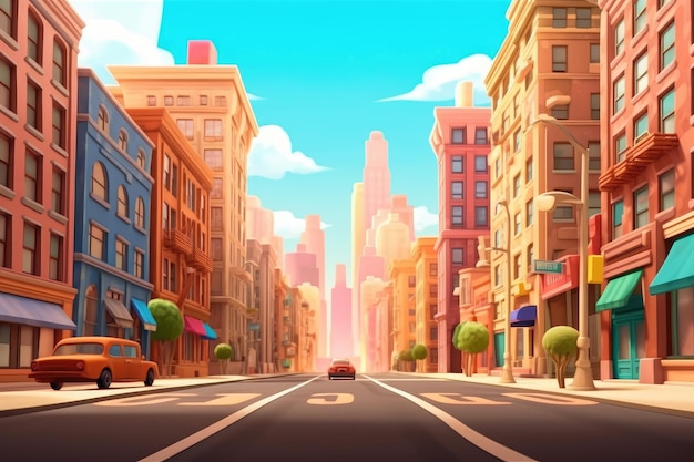 Estilo de animação 3D de desenho animado City Street Metropolis para crianças