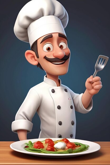 Estilo de animação 3D Ilustração de personagem de desenho animado de um chef