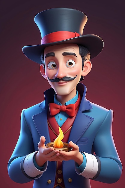 Estilo de animação 3D Ilustração de personagens de desenhos animados de Magician