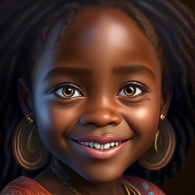 Estilo de Animação 3D Um impressionante retrato 3D de uma menina melanesiana