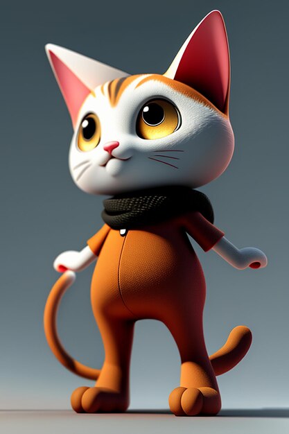 Foto estilo de anime de desenho animado kawaii gato bonito modelo de personagem 3d renderização design de produto jogo ornamento de brinquedo