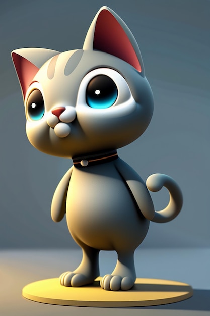 Foto estilo de anime de desenho animado kawaii gato bonito modelo de personagem 3d renderização design de produto jogo ornamento de brinquedo