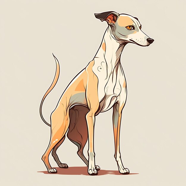 Foto estilo de arte de anime de cachorro kawaii whippet