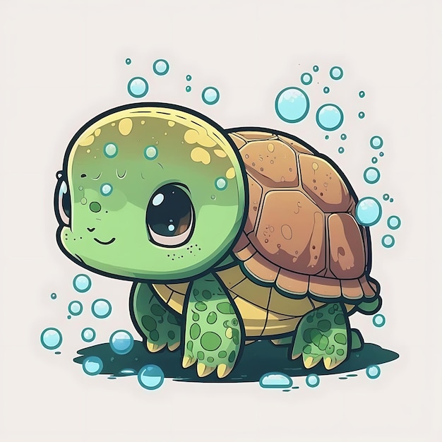 Estilo de arte do anime Kawaii Turtle