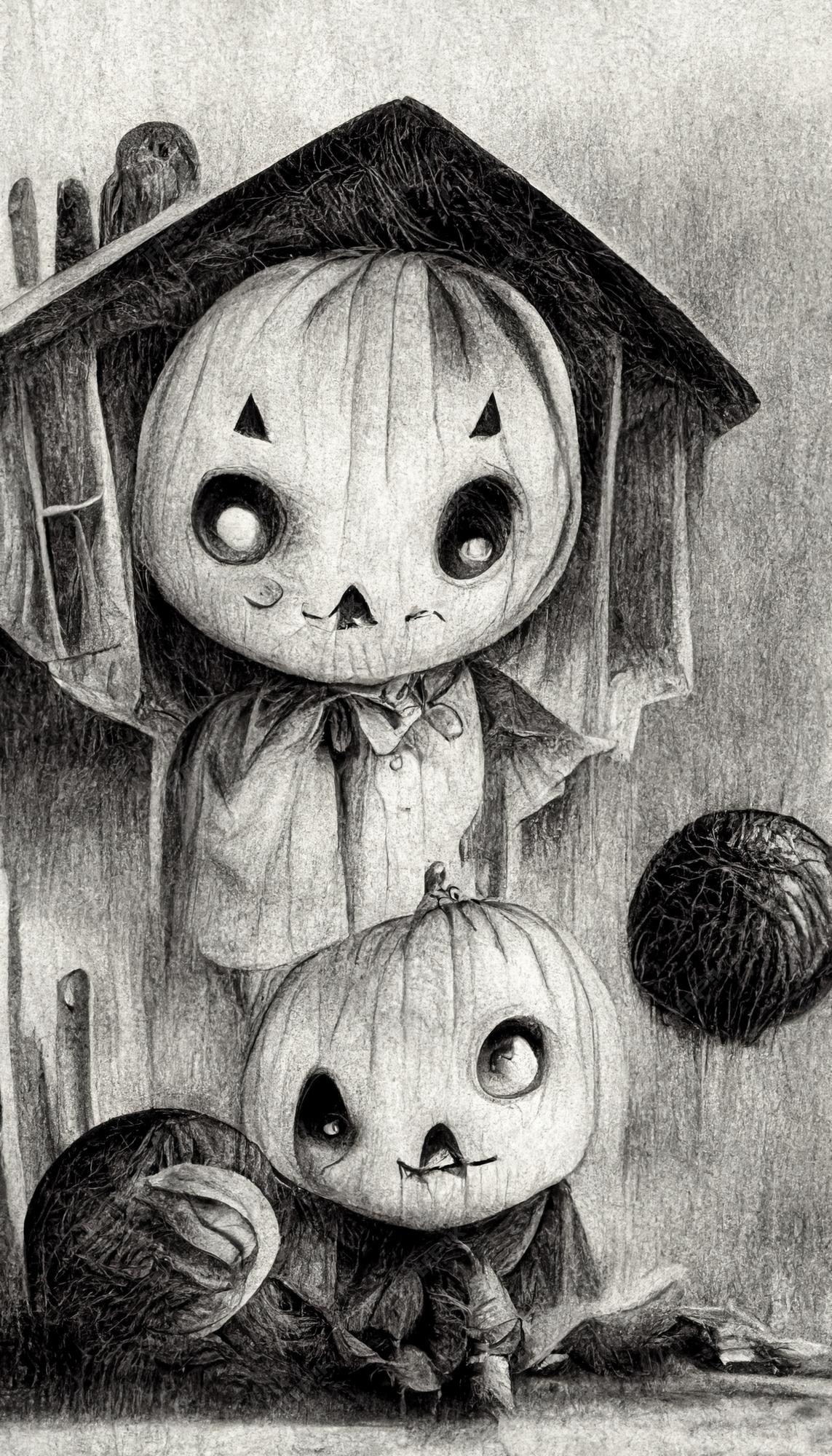 Estilo de desenho a lápis de ilustração de halloween horror