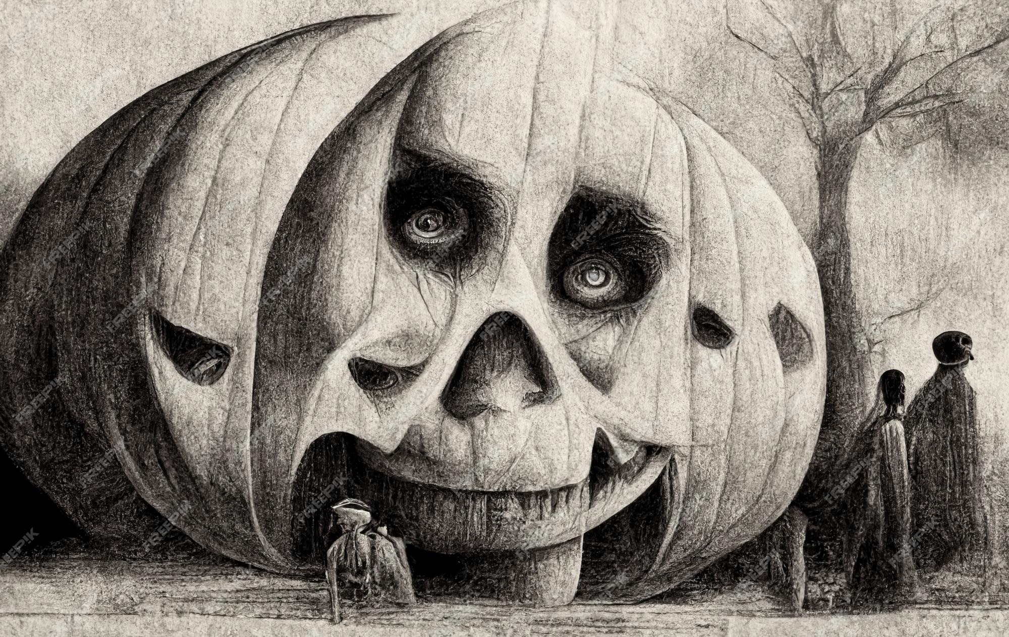 Estilo de desenho a lápis de ilustração de halloween horror