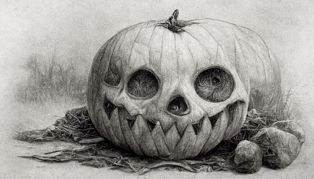 Estilo de desenho a lápis de ilustração de halloween horror