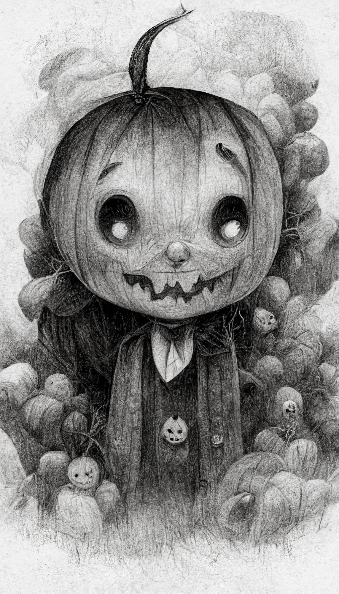 Estilo de desenho a lápis de ilustração de halloween horror