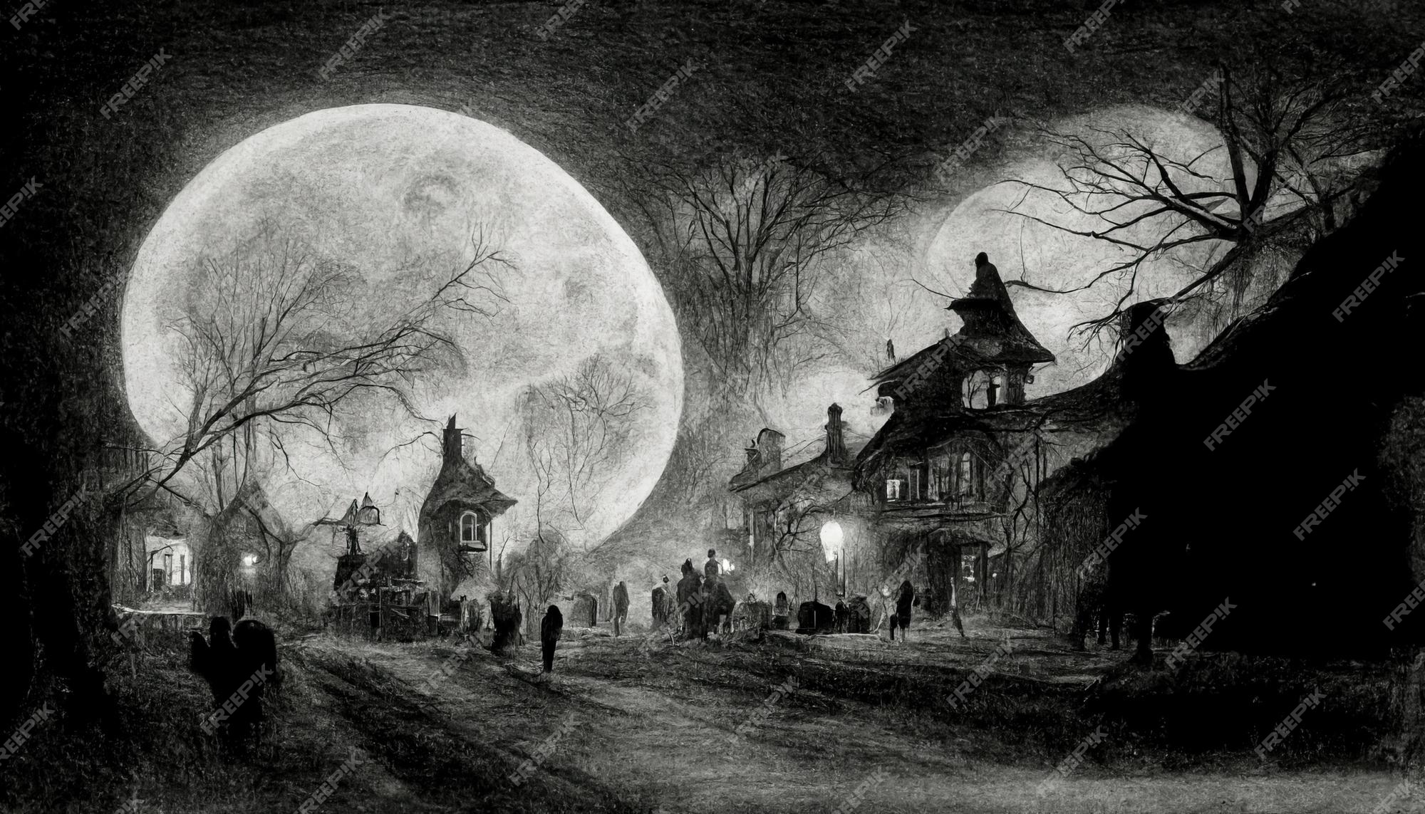 Estilo de desenho a lápis de ilustração de halloween horror