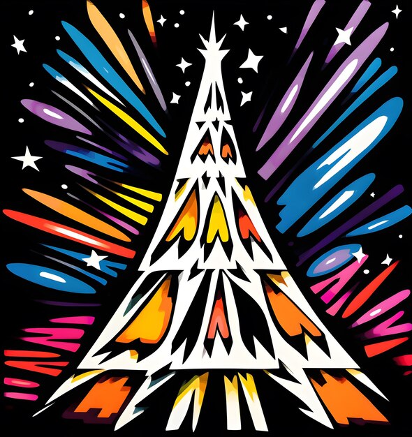 Estilo de desenho animado abstrato Natal Torre Eiffel fundo brilhante e colorido