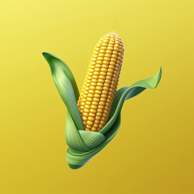 Estilo de desenho animado de milho renderização em 3d ilustração 3d de milho