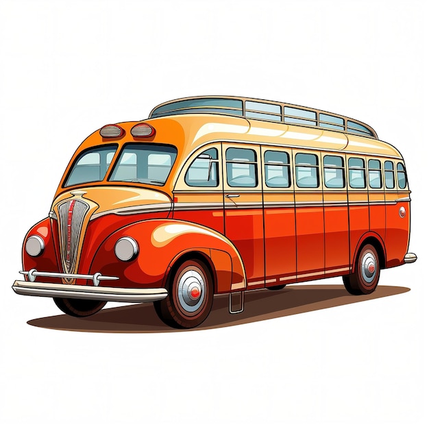 estilo de desenho animado de ônibus antigo
