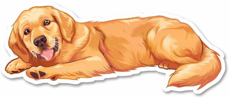 Foto estilo de desenho animado golden retriever adesivo fundo branco