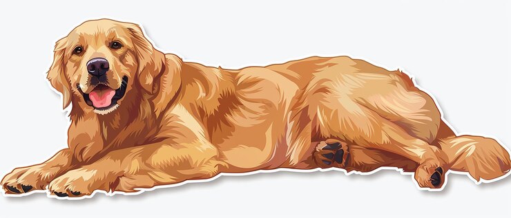 Foto estilo de desenho animado golden retriever adesivo fundo branco