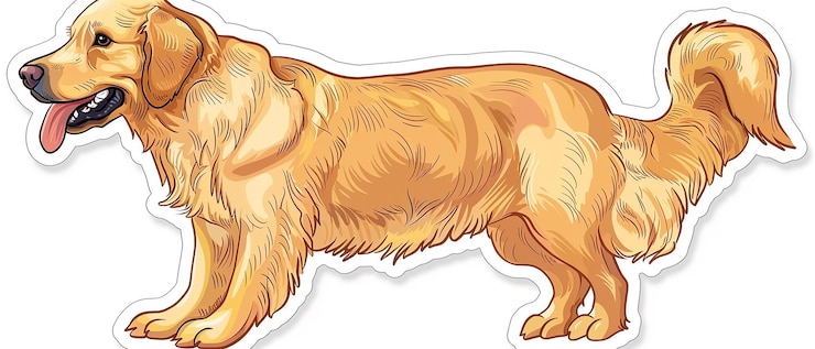 Foto estilo de desenho animado golden retriever adesivo fundo branco