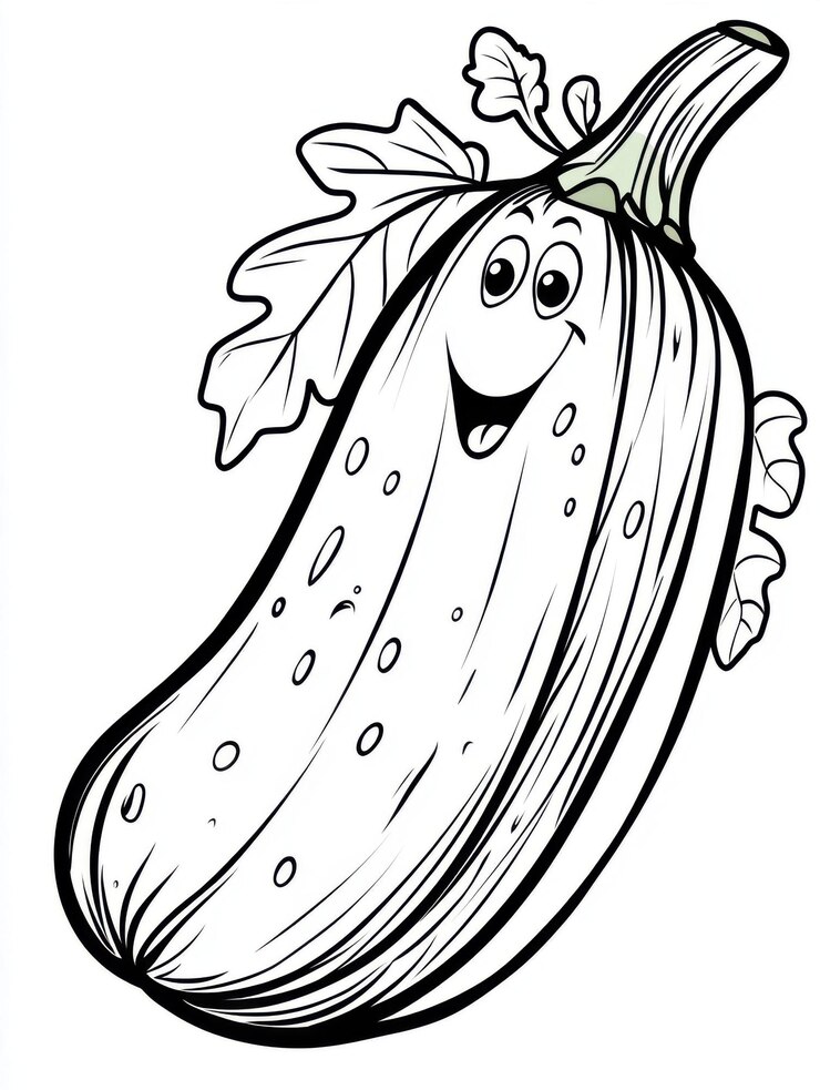 Foto estilo de desenho animado pepino linhas pretas adequadas para crianças colorir