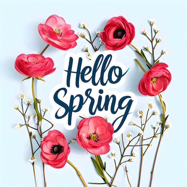 Estilo de efeito de texto de primavera com folhas e flores para design Post de venda de desconto de primavera