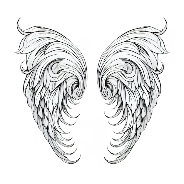 Foto estilo de esboço de doodle de asas abstratas ilustração desenhada à mão de desenho animado para design conceitual