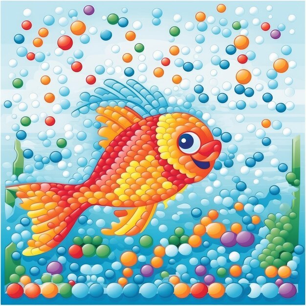 Foto estilo de ilustração de livro infantil de ia generativa de peixe