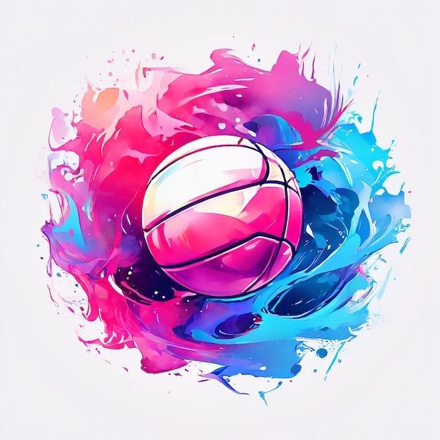 estilo de logotipo de alta qualidade aquarela colorido voleibol fundo monocromático