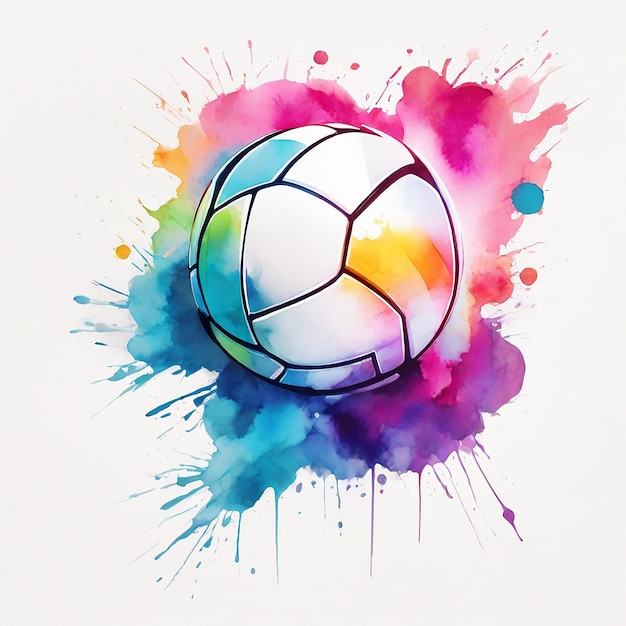 estilo de logotipo de alta qualidade aquarela colorido voleibol fundo monocromático