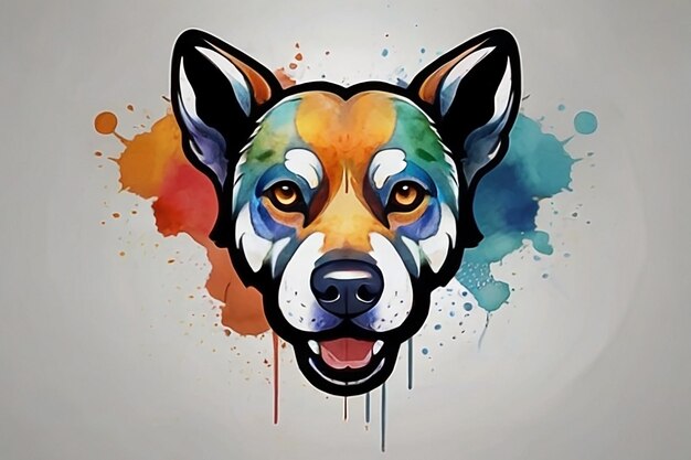 Foto estilo de logotipo de cão de aquarela colorida forte