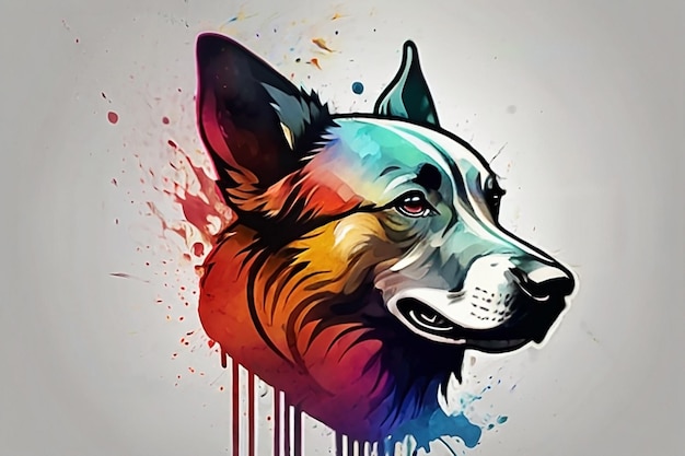 Foto estilo de logotipo de cão de aquarela colorida forte