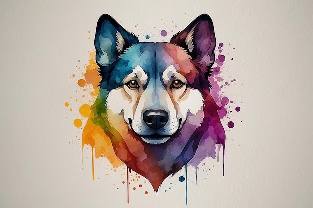 Foto estilo de logotipo de cão de aquarela colorida forte