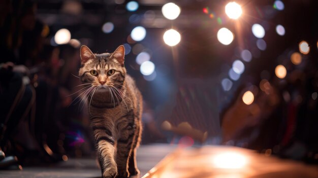 estilo de moda de gato modelo de desfiles de moda gato caminhando